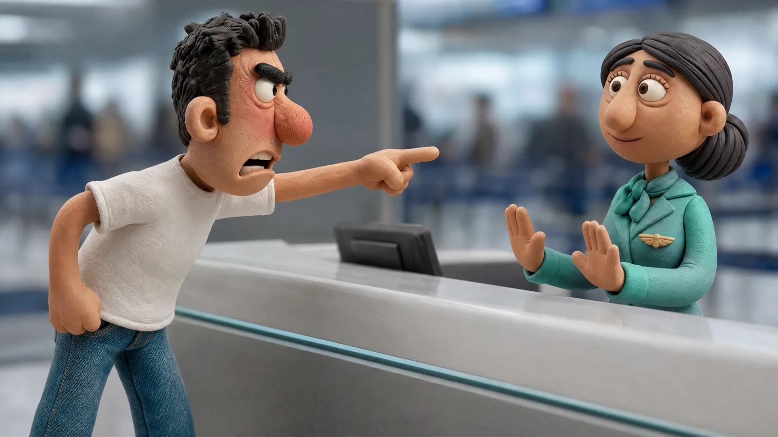 Cena da campanha: Destemperar no atendimento em solo, versão errada