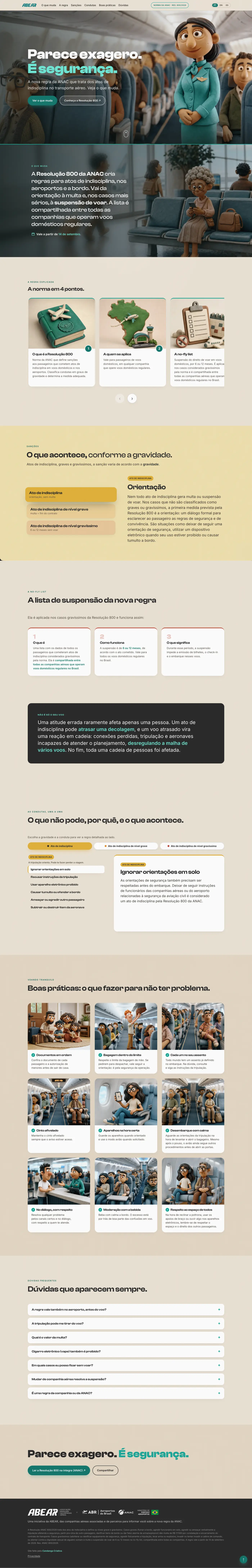 Página inteira do site da campanha Parece exagero. É segurança.