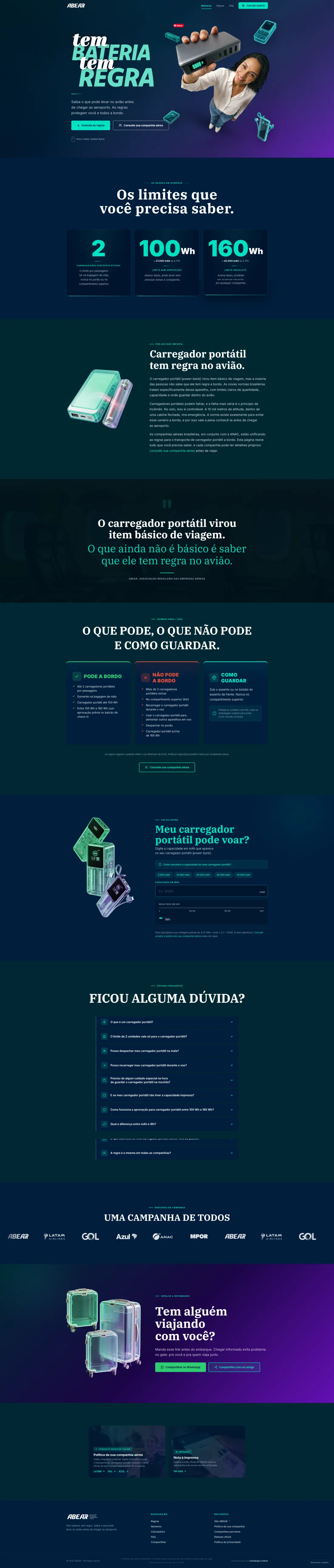 Site da campanha Tem Regra, com a calculadora de watt-hora